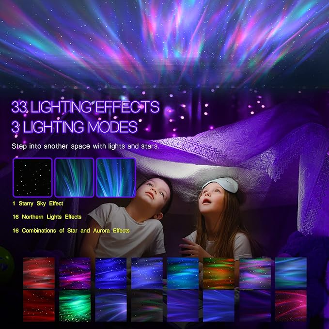 Northern Galaxy Light Aurora Projector with 33 Light Effects, Night Lights LED Star Projector for Bedroom Nebula Lamp, Remote Control, White Noises, Bluetooth Speaker for Parties(White) by TinyTreasures Baby Boutique